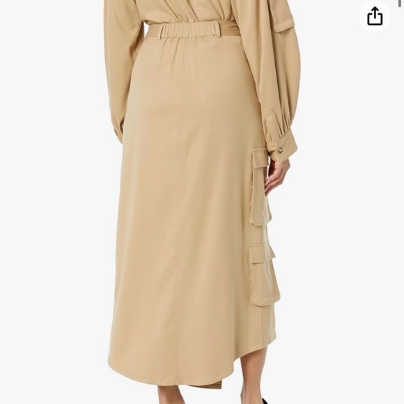 The Drop Travertine Long Asymmetric Cargo Skirt by Karen Britchick - Picture 3 of 7